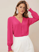 Carregar imagem no visualizador da galeria, Blusa Casual Feminina Simples Manga Bishop