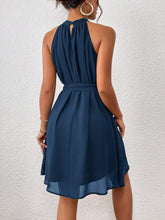 Carregar imagem no visualizador da galeria, Vestido Mini Frente-Única com Cinto - Azul Casual Feminino