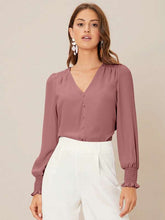 Carregar imagem no visualizador da galeria, Blusa Casual Feminina Simples Manga Bishop