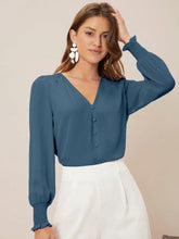 Carregar imagem no visualizador da galeria, Blusa Casual Feminina Simples Manga Bishop