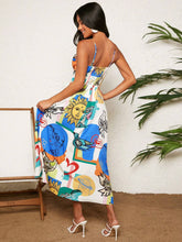 Carregar imagem no visualizador da galeria, Vestido Longo Boho com Patchwork, Costas Franzidas e Alças Finas