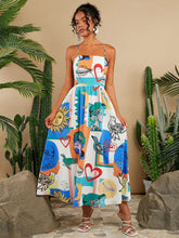Carregar imagem no visualizador da galeria, Vestido Longo Boho com Patchwork, Costas Franzidas e Alças Finas