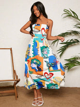Carregar imagem no visualizador da galeria, Vestido Longo Boho com Patchwork, Costas Franzidas e Alças Finas