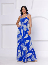Carregar imagem no visualizador da galeria, Vestido Longo de Lastex com Alças Grossas e Estampa Tropical