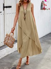 Carregar imagem no visualizador da galeria, Vestido Longo de Verão com Decote em V e Bainha Cruzada - Casual para Férias na Praia