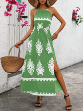 Carregar imagem no visualizador da galeria, Vestido Longo de Alcinha com Fenda e Estampa Tribal