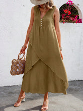 Carregar imagem no visualizador da galeria, Vestido Longo de Verão com Decote em V e Bainha Cruzada - Casual para Férias na Praia