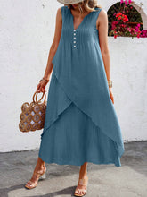 Carregar imagem no visualizador da galeria, Vestido Longo de Verão com Decote em V e Bainha Cruzada - Casual para Férias na Praia