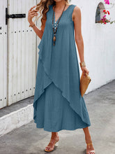 Carregar imagem no visualizador da galeria, Vestido Longo de Verão com Decote em V e Bainha Cruzada - Casual para Férias na Praia