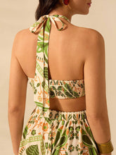 Carregar imagem no visualizador da galeria, Vestido Longo de Verão com Estampa Tropical e Decote Halter