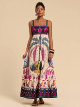 Carregar imagem no visualizador da galeria, Vestido Longo Estampa Tropical, Estilo Casual de Férias
