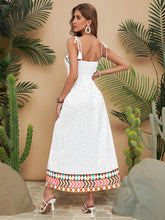 Carregar imagem no visualizador da galeria, Vestido Longo de Praia com Estampa Tropical e Nó no Ombro