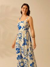 Carregar imagem no visualizador da galeria, Vestido Longo Boho com Estampa Tropical e Costas Abertas