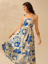 Carregar imagem no visualizador da galeria, Vestido Longo Boho com Estampa Tropical e Costas Abertas