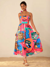 Carregar imagem no visualizador da galeria, Vestido Longo Boho com Patchwork, Costas Franzidas e Alças Finas