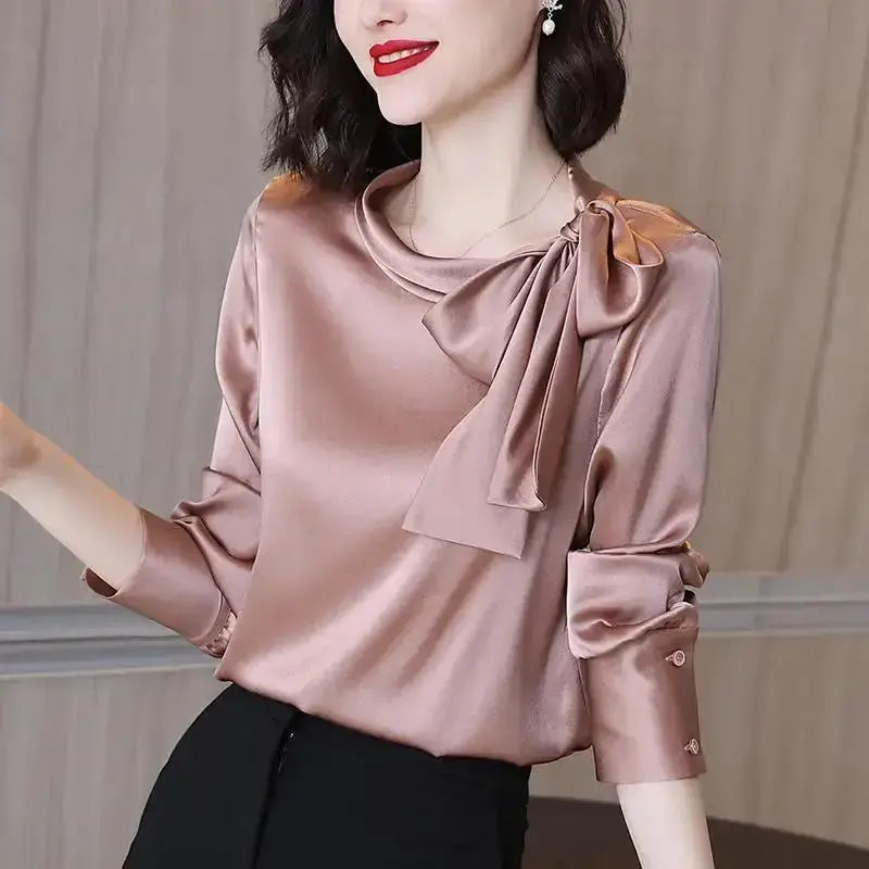 Blusa Feminina Acetinada Gola Laço Lateral - Zarvane -