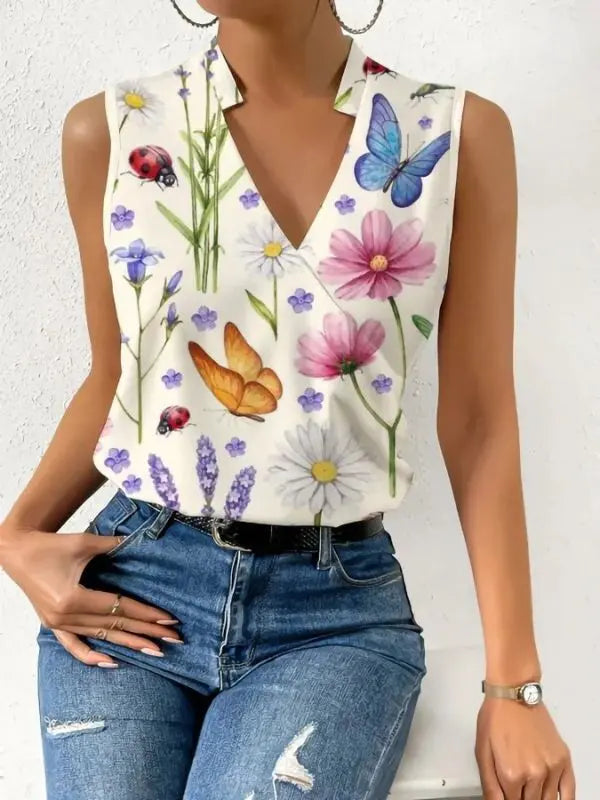 Blusa Vinny Sem Mangas com Decote Transpassado - Floral-3XG - HumArraso