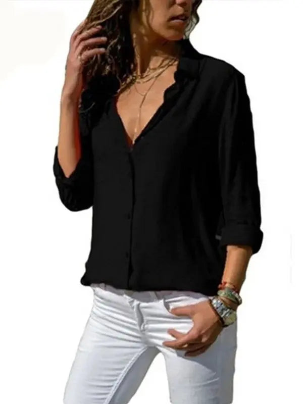 Camisa Feminina Social - Hannah - Preto-XGGG - HumArraso
