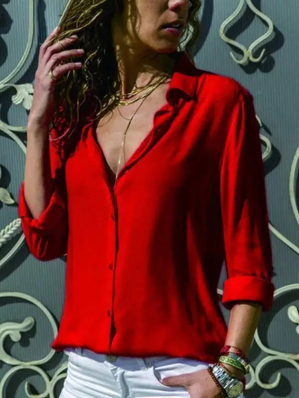 Camisa Feminina Social - Hannah - Vermelho-XGGG - HumArraso