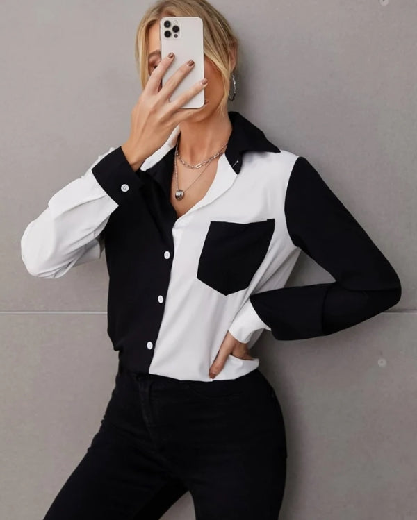 Camisa Feminina Black and White Bicolor HumArraso