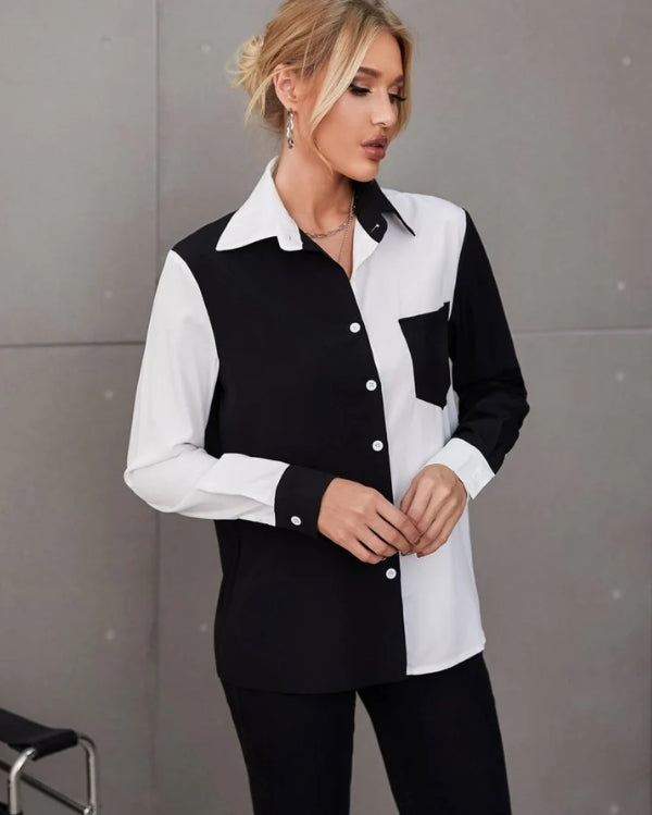 Camisa Feminina Black and White Bicolor HumArraso