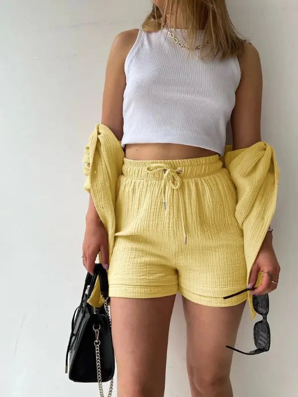 Conjunto Verão 2 peças - Amarelo-XXG - HumArraso