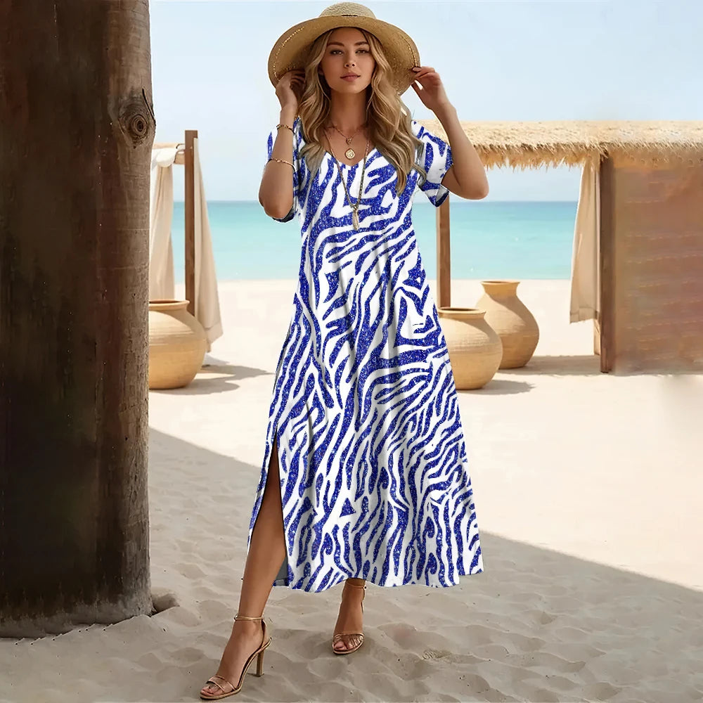 Vestido Longo Estampado Sereia