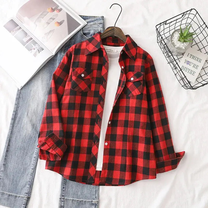 Camisa Feminina Xadrez Quitéria - Zarvane - Vermelho / 3G