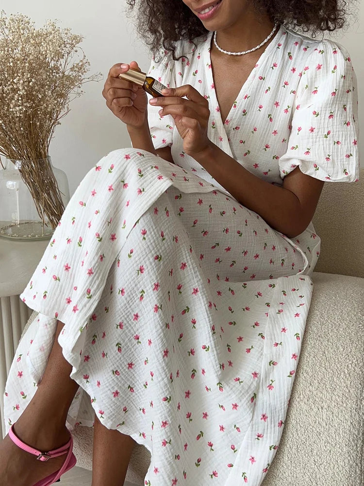 Vestido Longo Estampado 100% Algodão Úrsula
