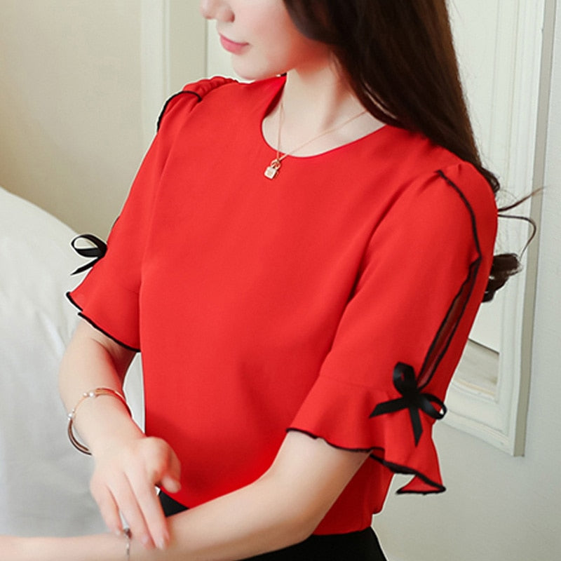 Blusa Chiffon Feminina Manga Curta HumArraso