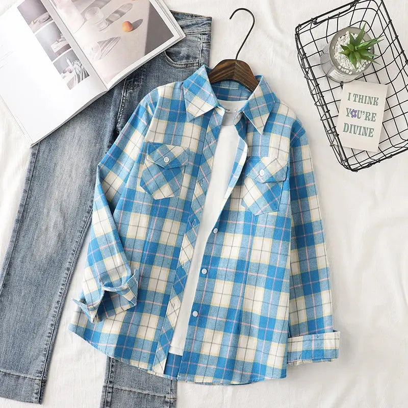 Camisa Feminina Xadrez Quitéria - Zarvane - Azul / 3G