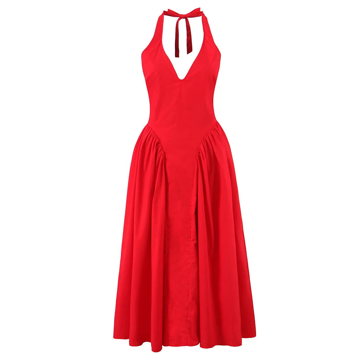 Vestido Longo Sem Costas com Decote em V