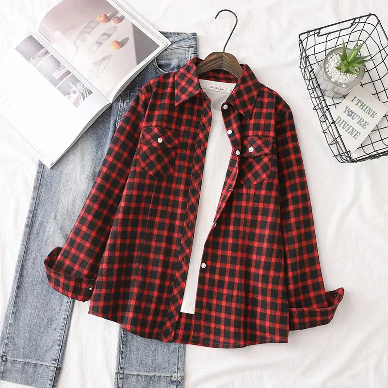 Camisa Feminina Xadrez Quitéria - Zarvane - Vermelho e Preto / 3G