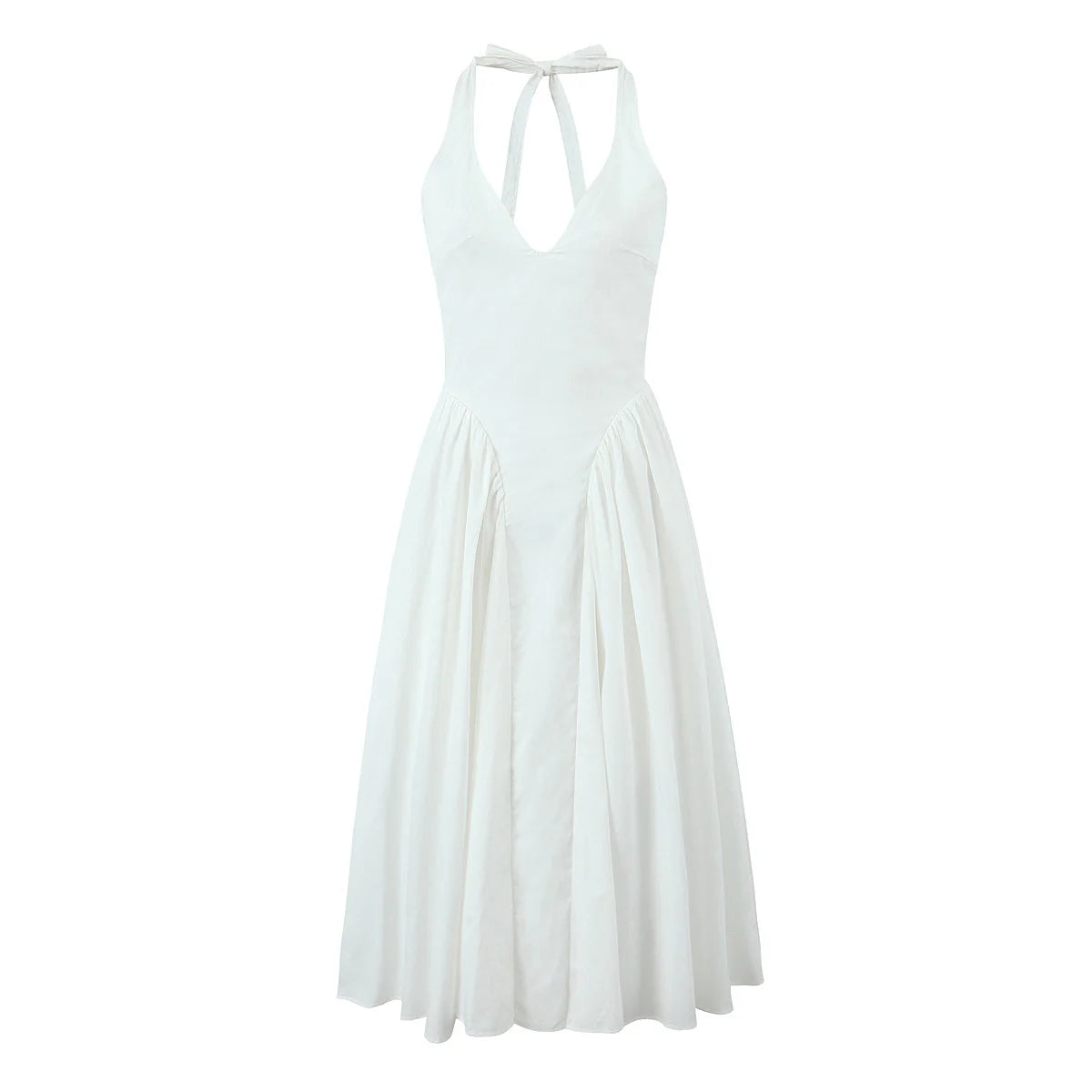 Vestido Longo Sem Costas com Decote em V