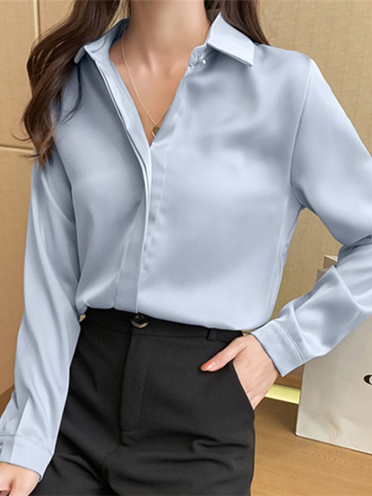 Camisa Feminina Social de Seda de Cetim HumArraso