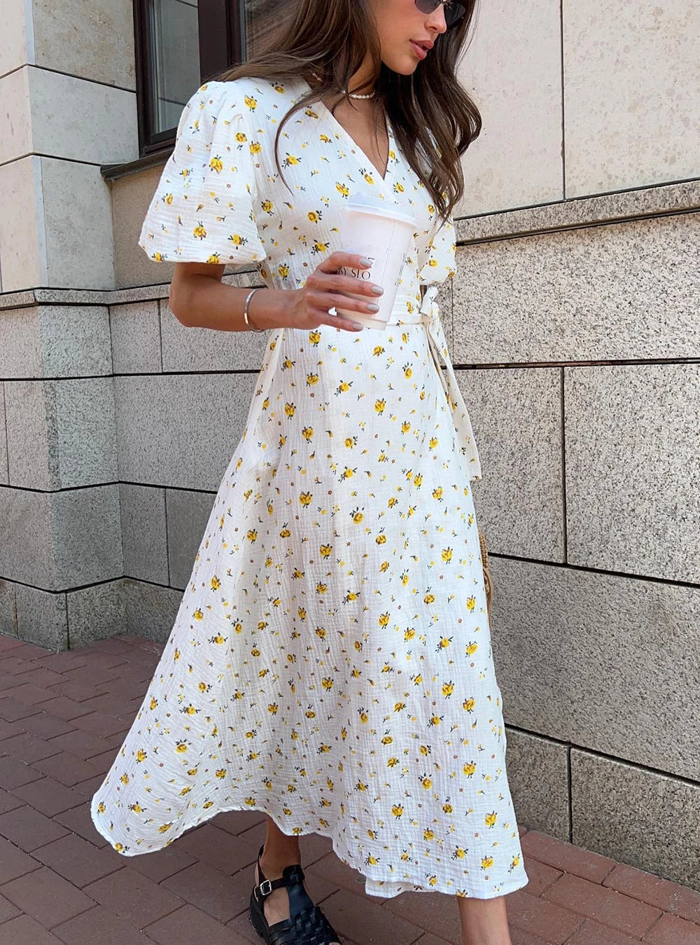 Vestido Longo Estampado 100% Algodão Úrsula