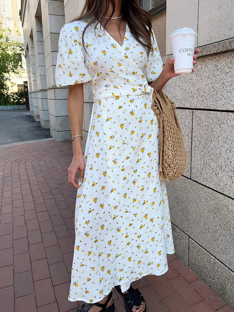 Vestido Longo Estampado 100% Algodão Úrsula