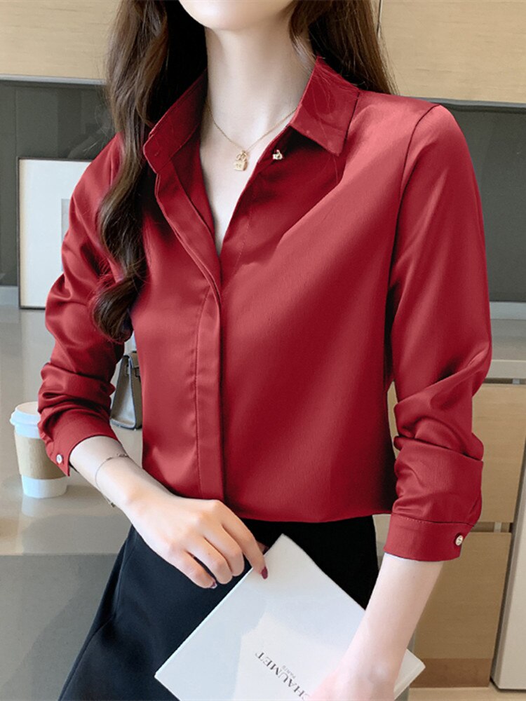 Camisa Feminina Social de Seda de Cetim HumArraso