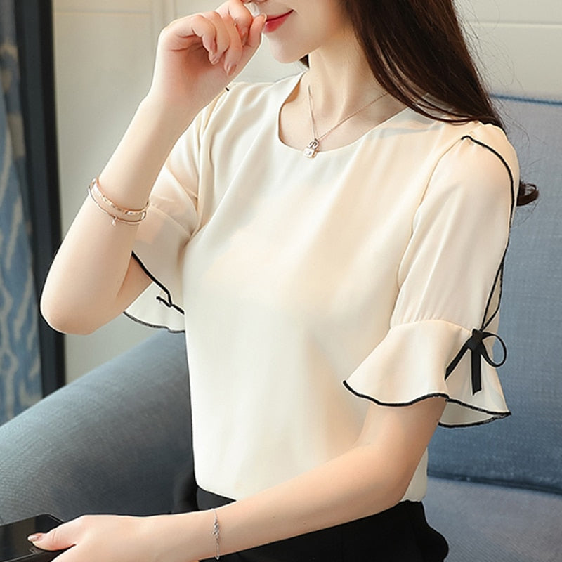Blusa Chiffon Feminina Manga Curta HumArraso