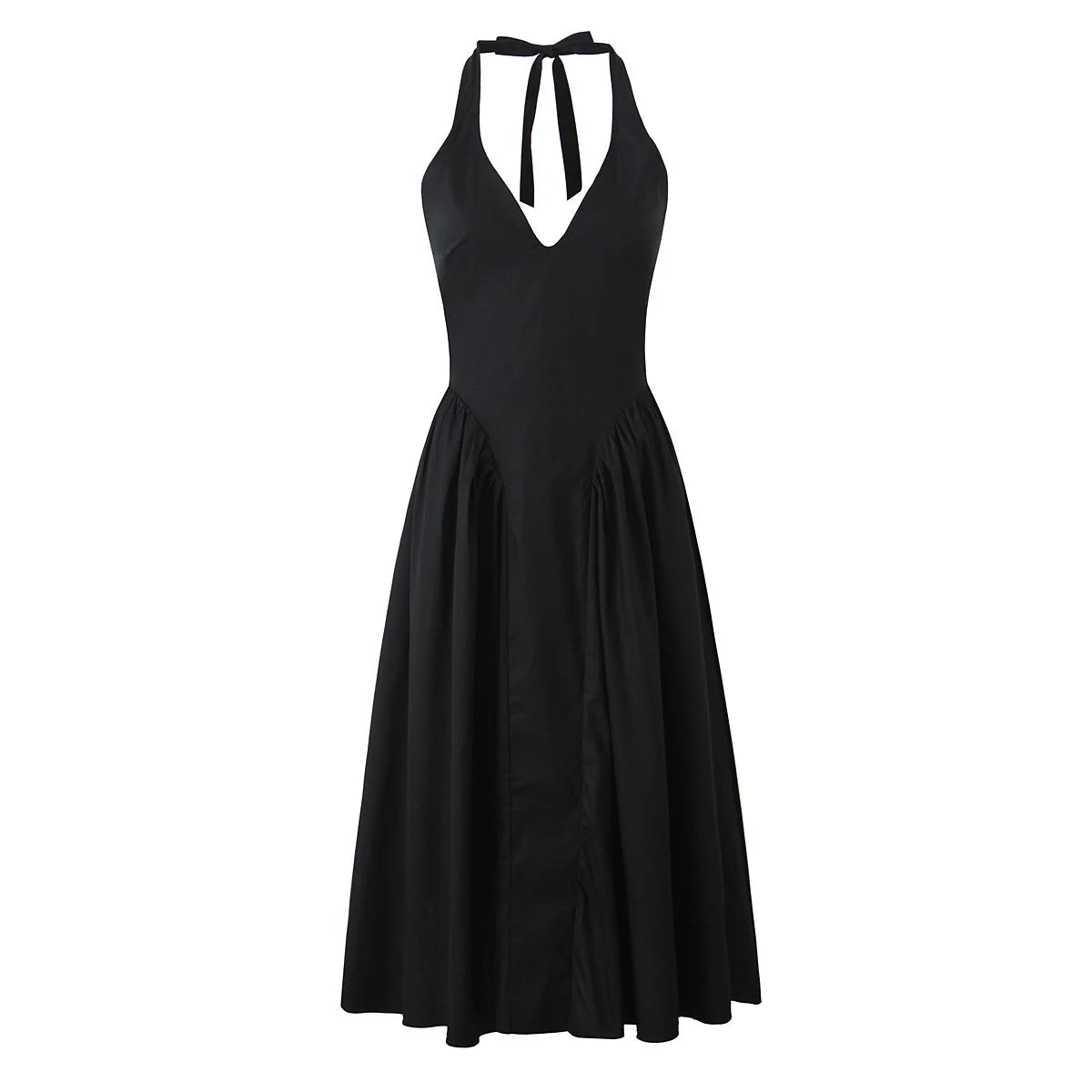 Vestido Longo Sem Costas com Decote em V