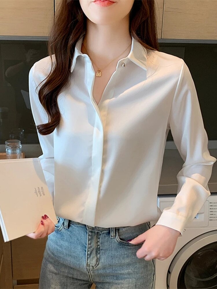 Camisa Feminina Social de Seda de Cetim HumArraso