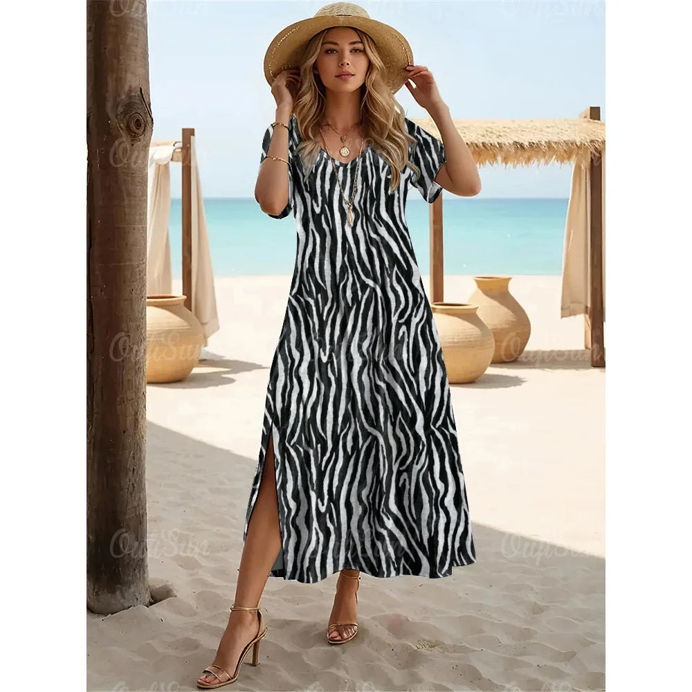 Vestido Longo Estampado Sereia