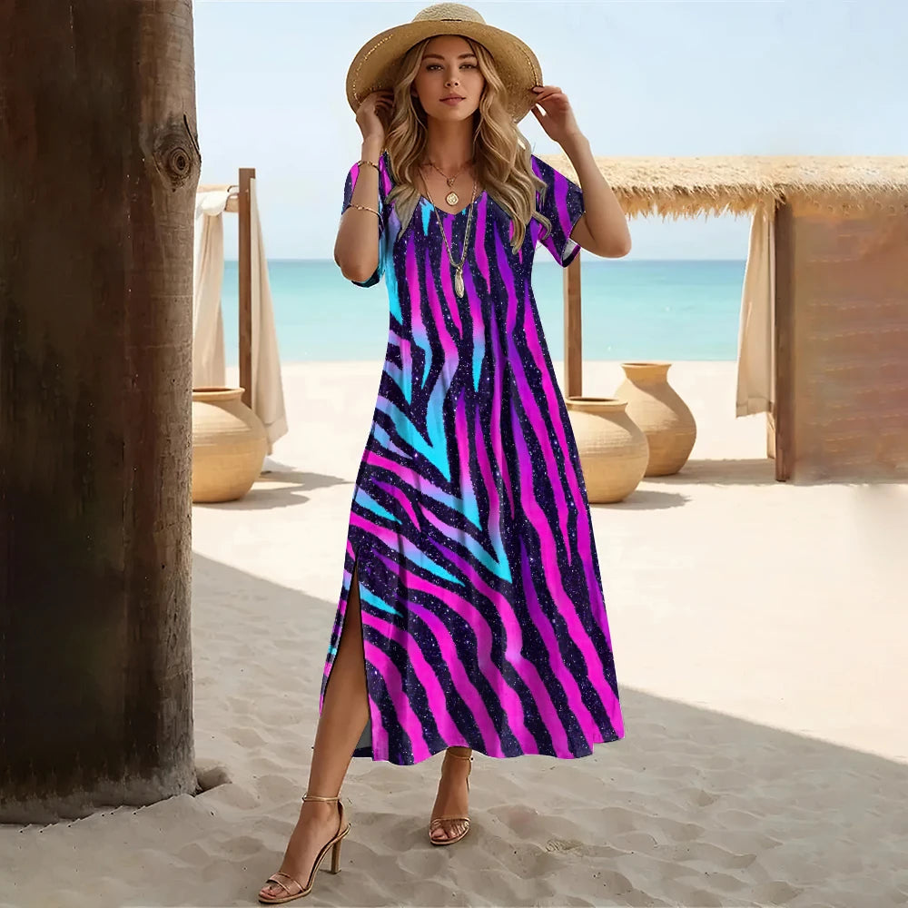 Vestido Longo Estampado Sereia