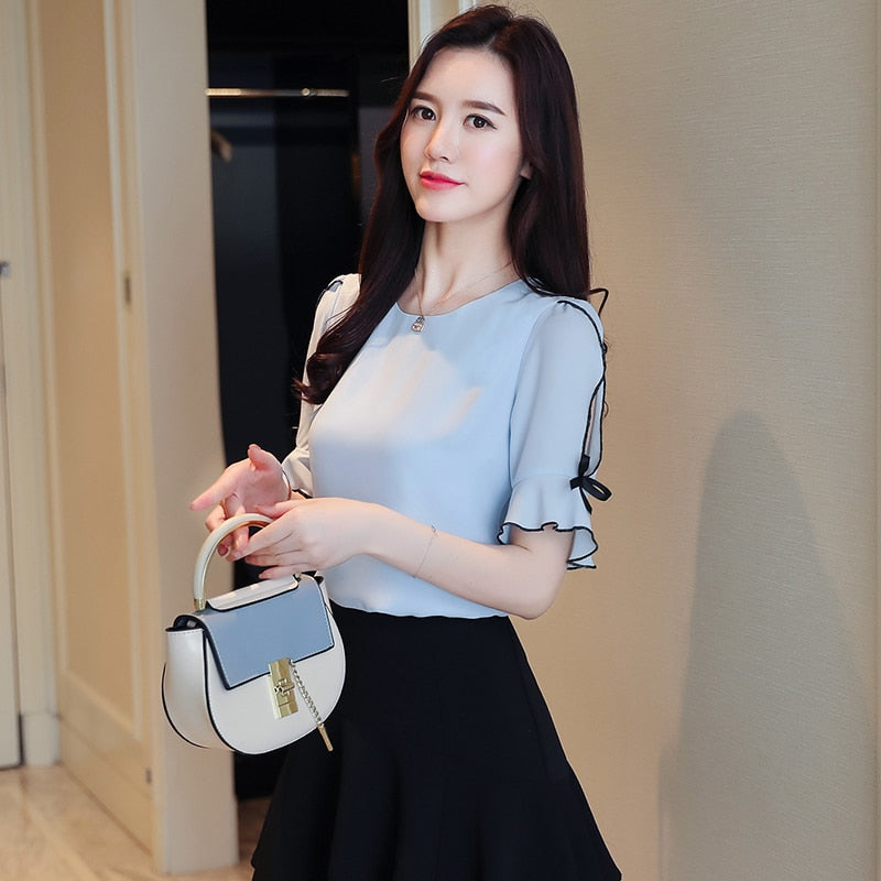 Blusa Chiffon Feminina Manga Curta HumArraso