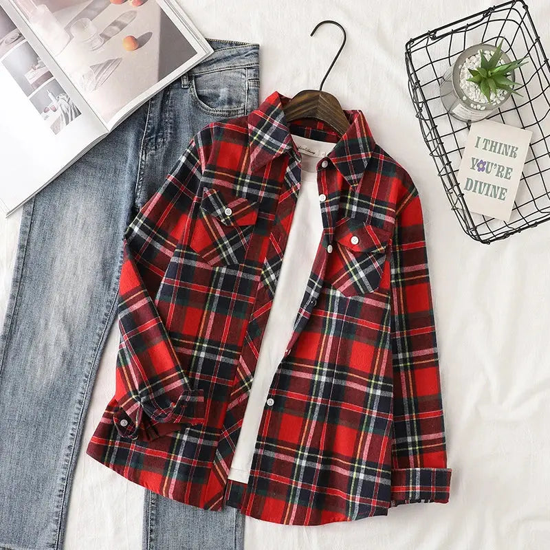 Camisa Feminina Xadrez Quitéria - Zarvane - Vermelho e Verde / 3G