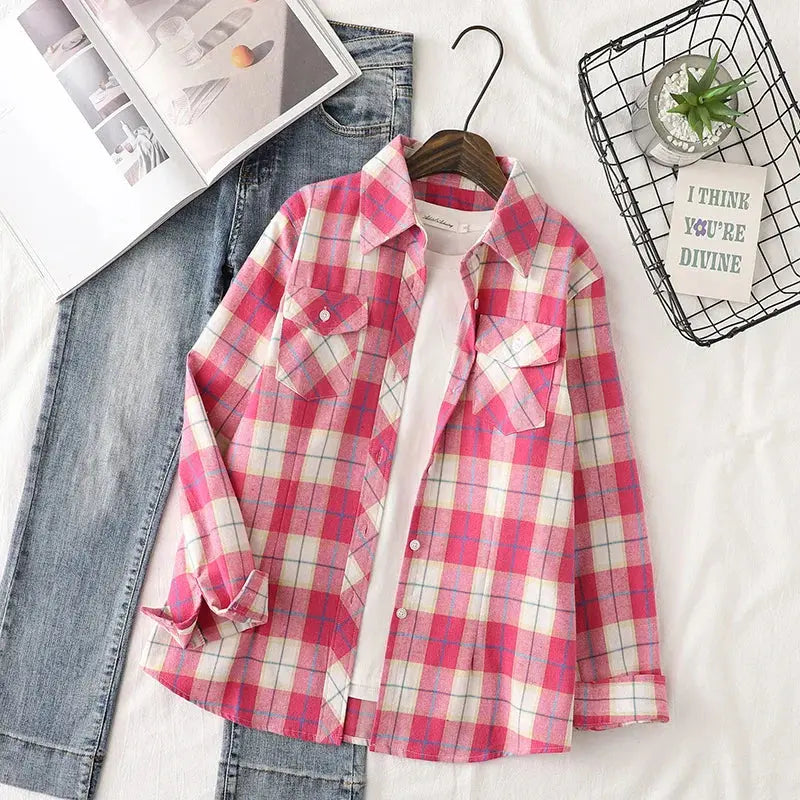 Camisa Feminina Xadrez Quitéria - Zarvane - Rosa / 3G