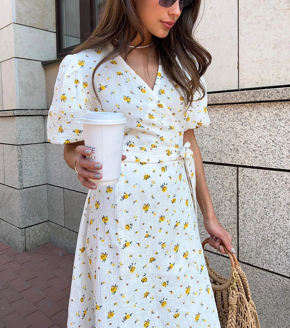 Vestido Longo Estampado 100% Algodão Úrsula
