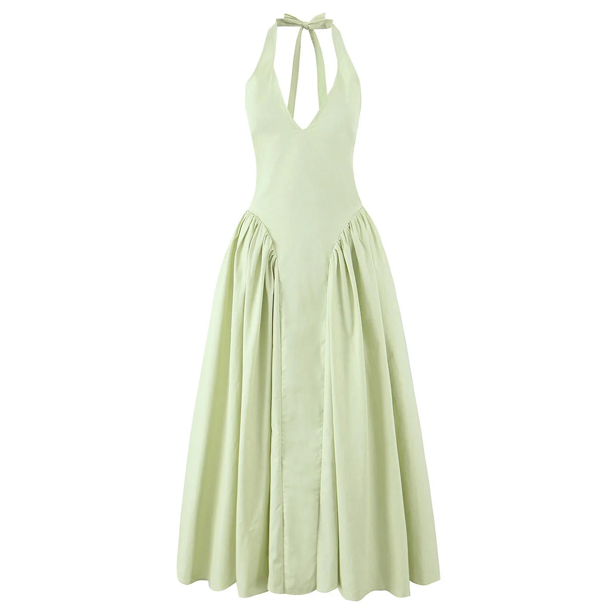 Vestido Longo Sem Costas com Decote em V