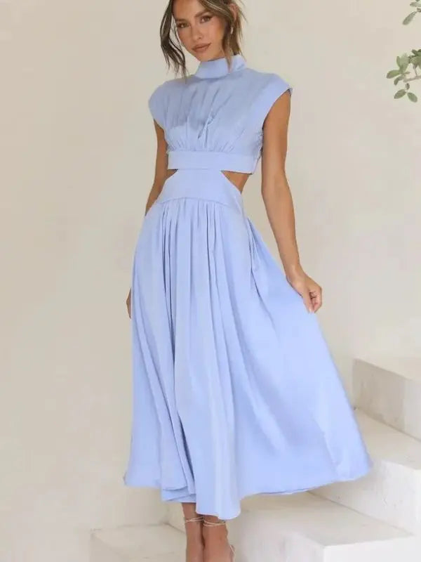Vestido Anne Cropped + Saia Confortável e Elegante - Azul-claro-XG - HumArraso