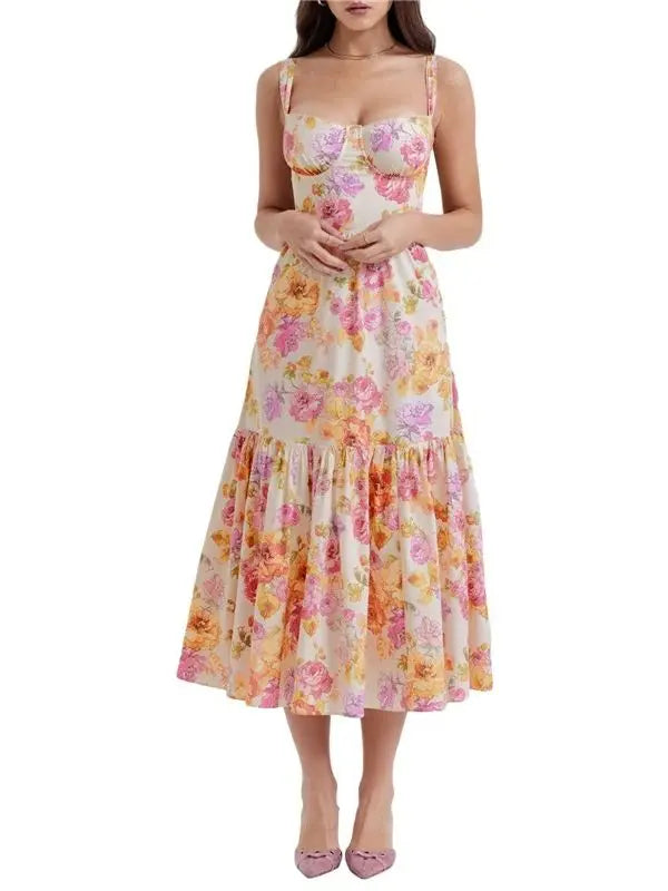 Vestido Bustier Pati - Caramelo-Floral-XG - HumArraso